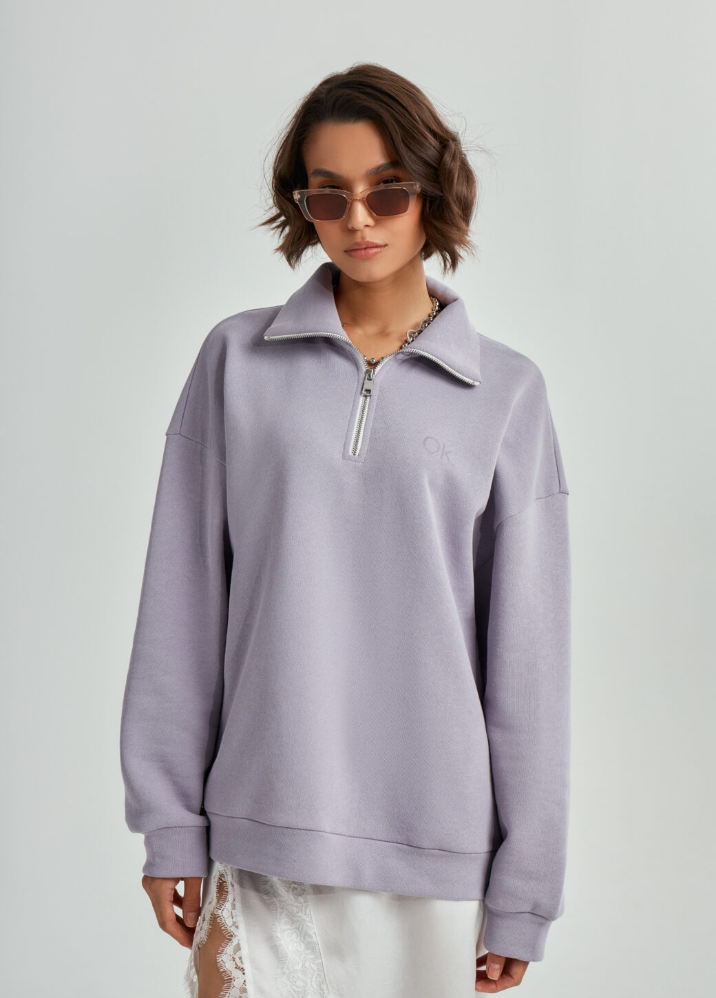 Half-zip sweatshirt TOUCHING GRASS